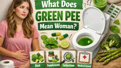 what does green pee mean woman